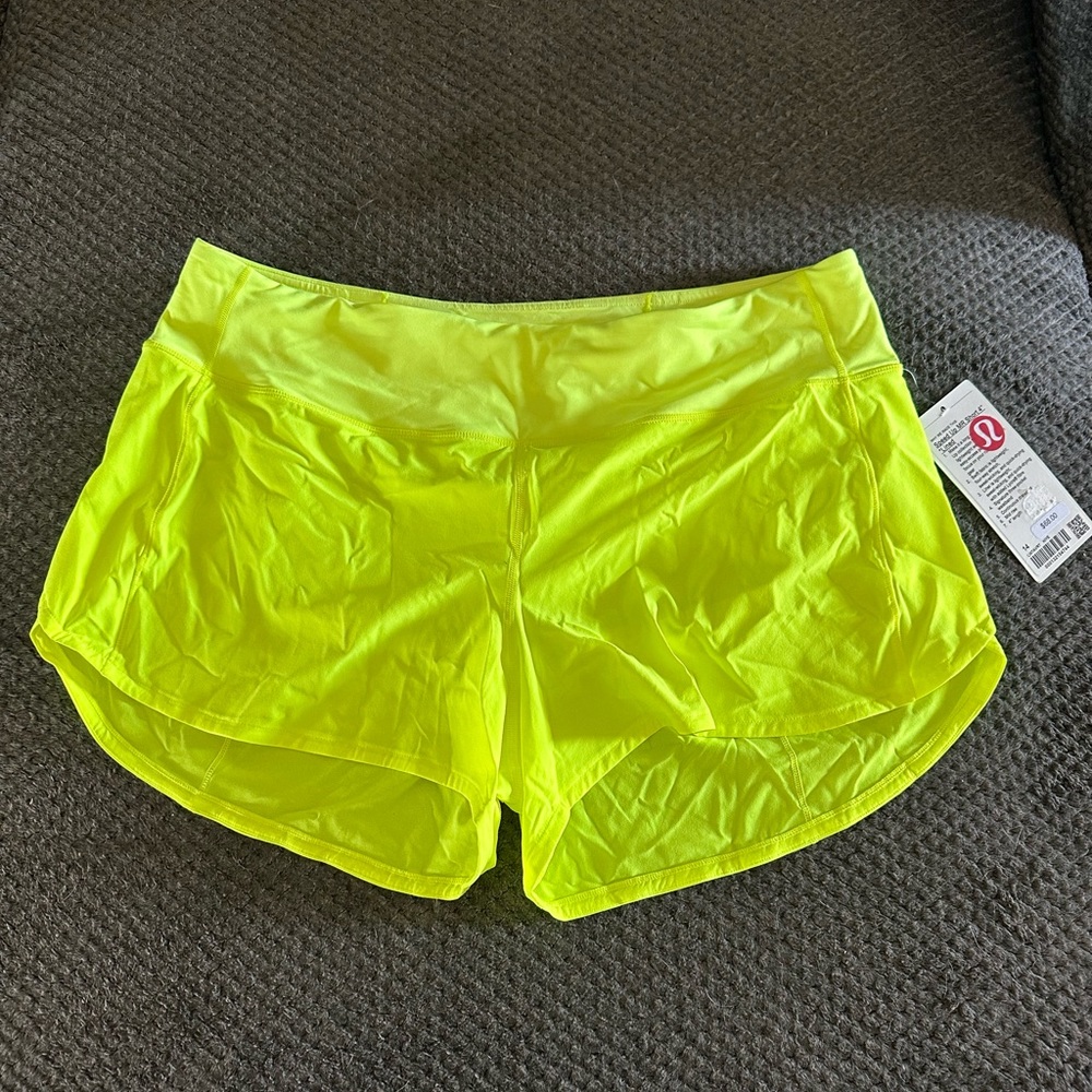 Lululemon Speed Up MR 4” Lined shorts - Highlight Yellow size 14 *NWT*